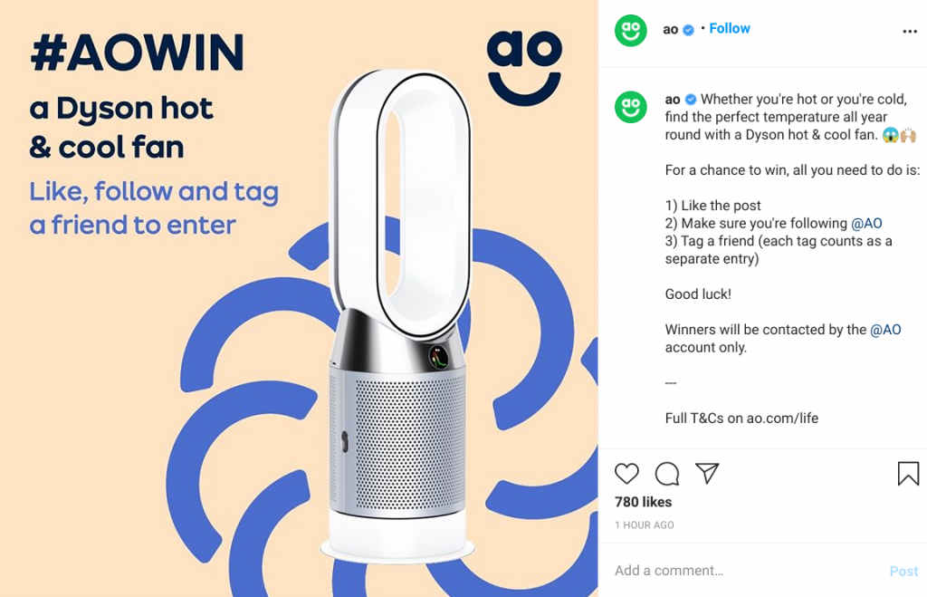 ao select the right gift for instagram giveaway