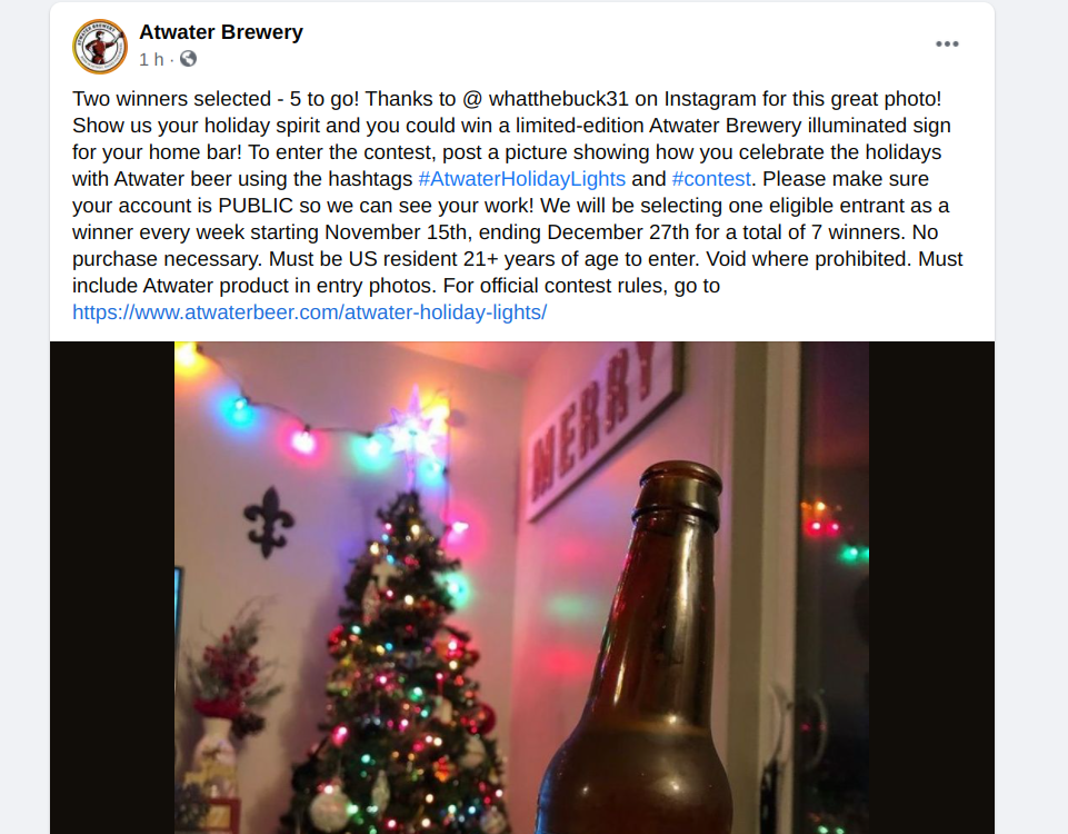 Atwater Brewery Facebook giveaway