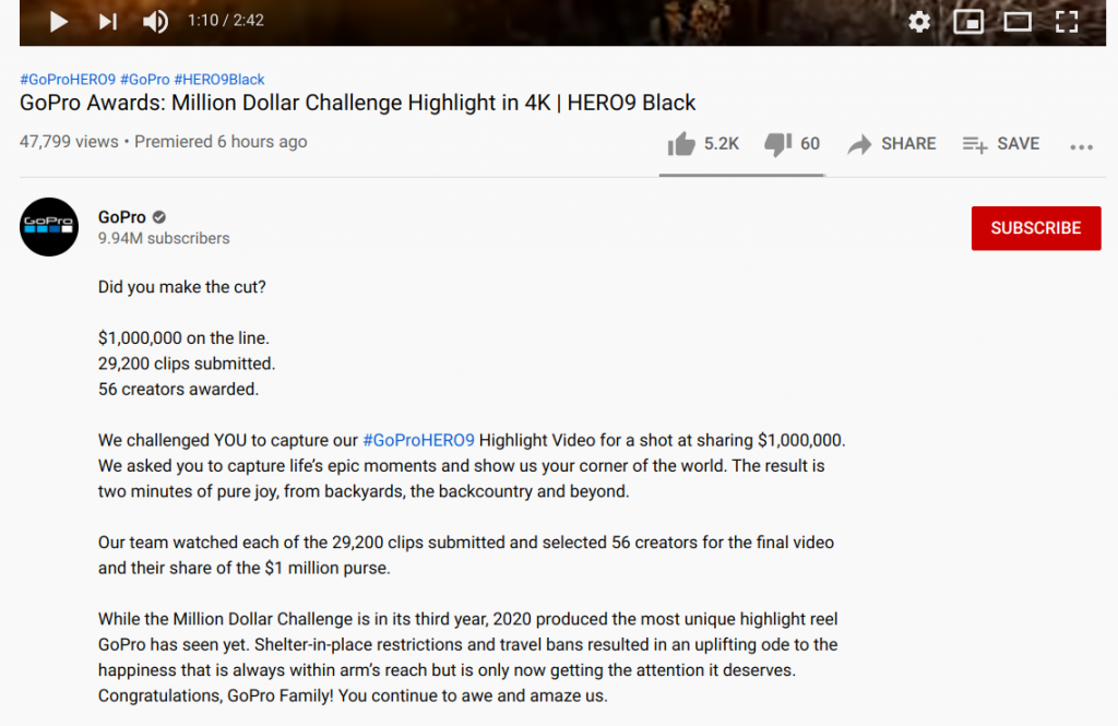 GoPro YouTube challenge