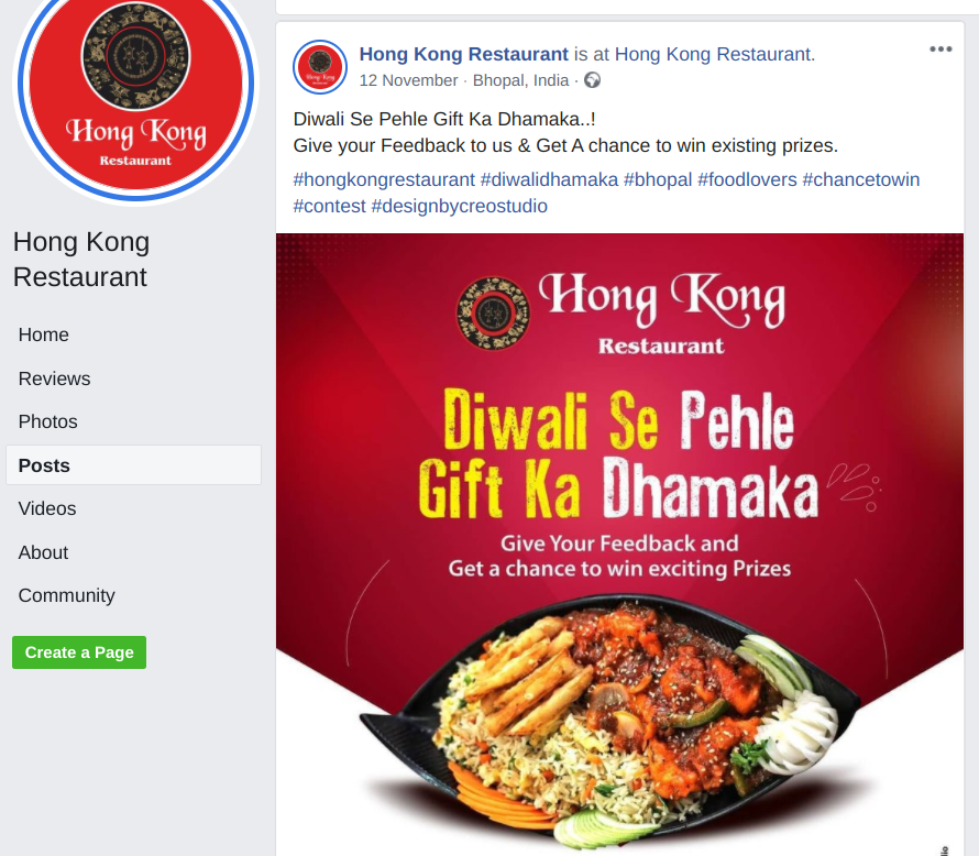Hong Kong Restaurant Facebook contest