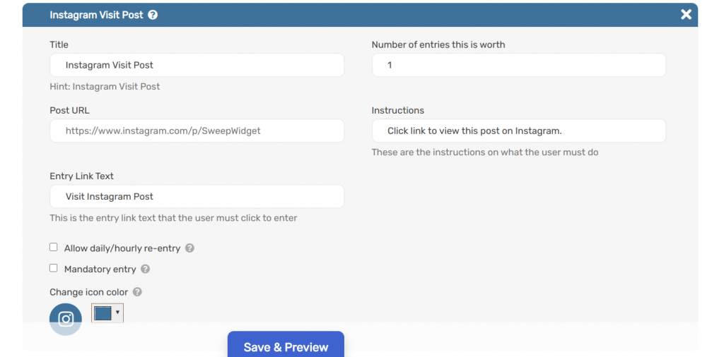Instagram visit post sweepwidget
