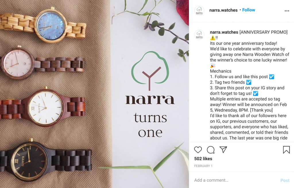 narra wooden watches instagram giveaway