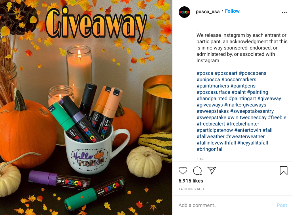 instagram giveaway hashtag example