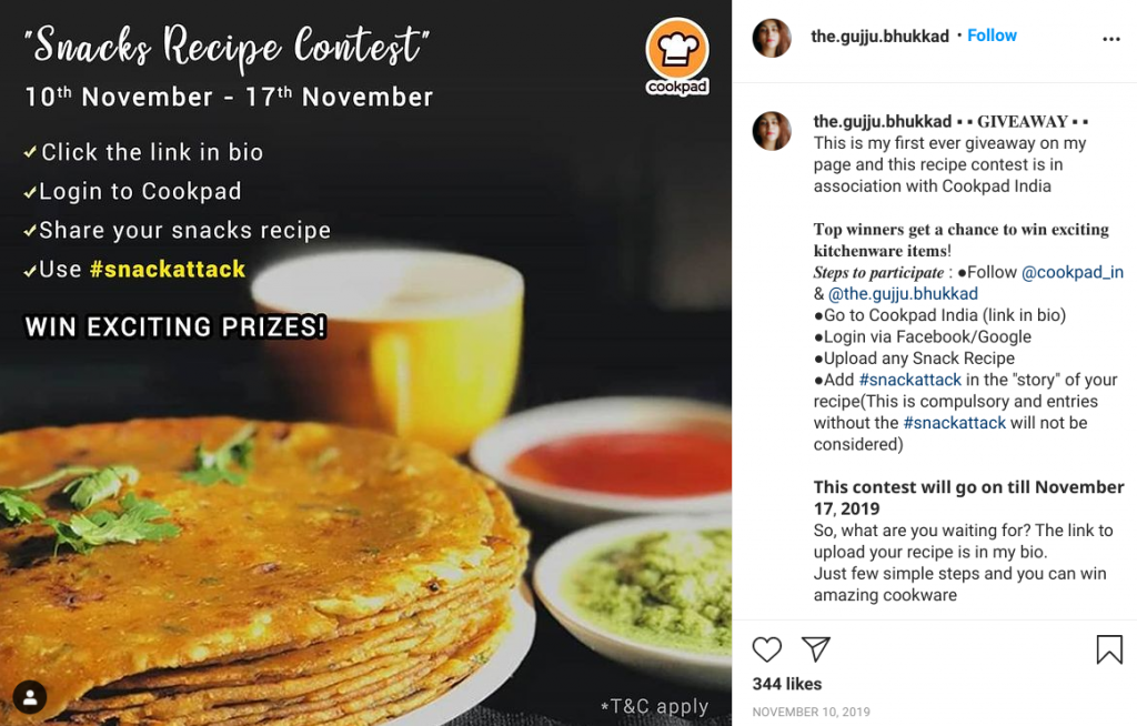 sakina taher instagram recipe contest