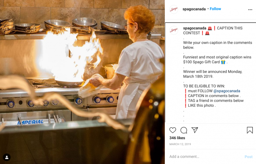 Spago Canada Instagram giveaway