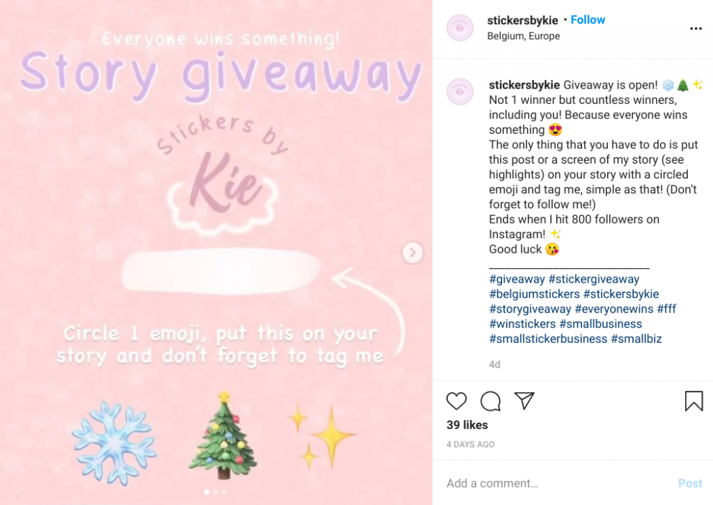 Stickers by Kie Instagram story giveaway