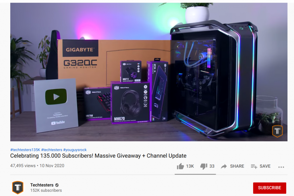 Tech Testers YouTube giveaway announcement