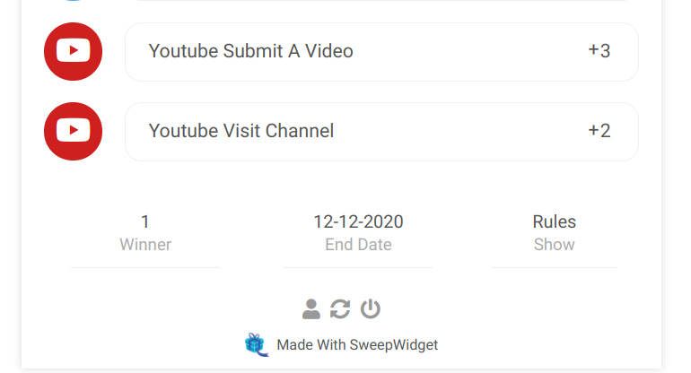 Sweepwidget YouTube giveaway entry options