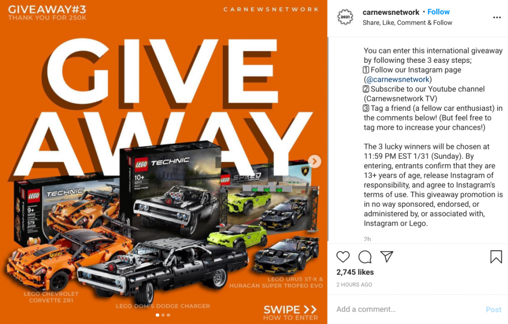 Car News Network explains how to enter their Instagram giveaway