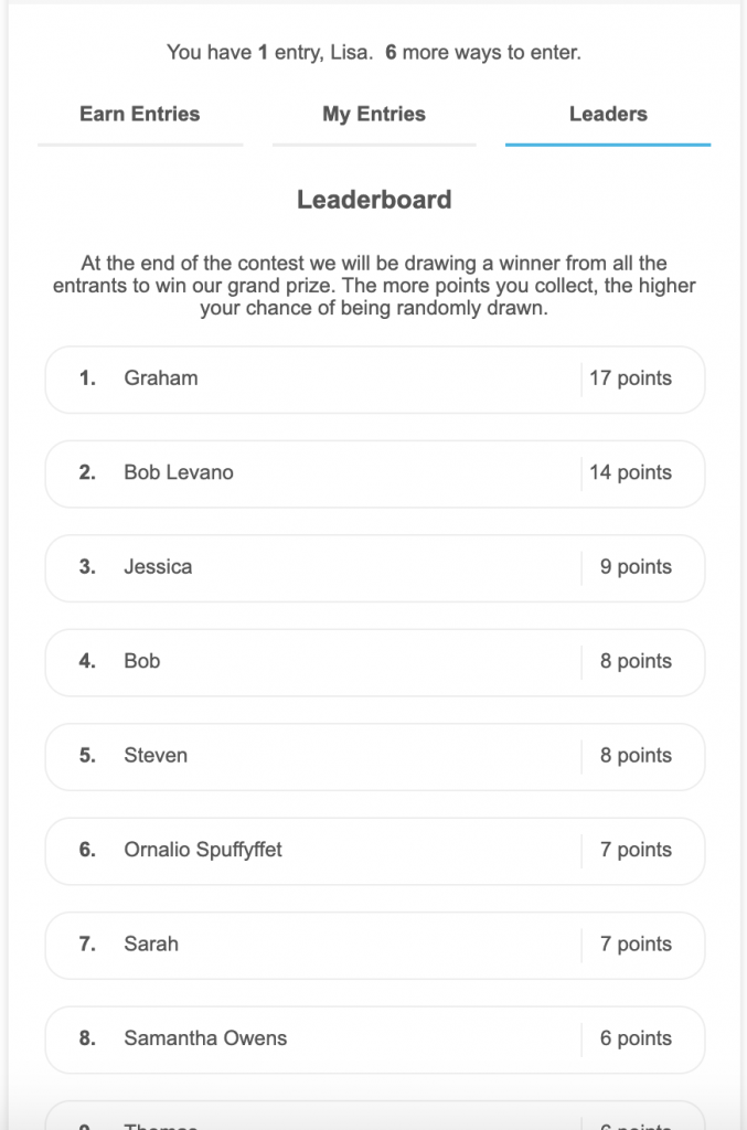 SweepWidget leaderboard