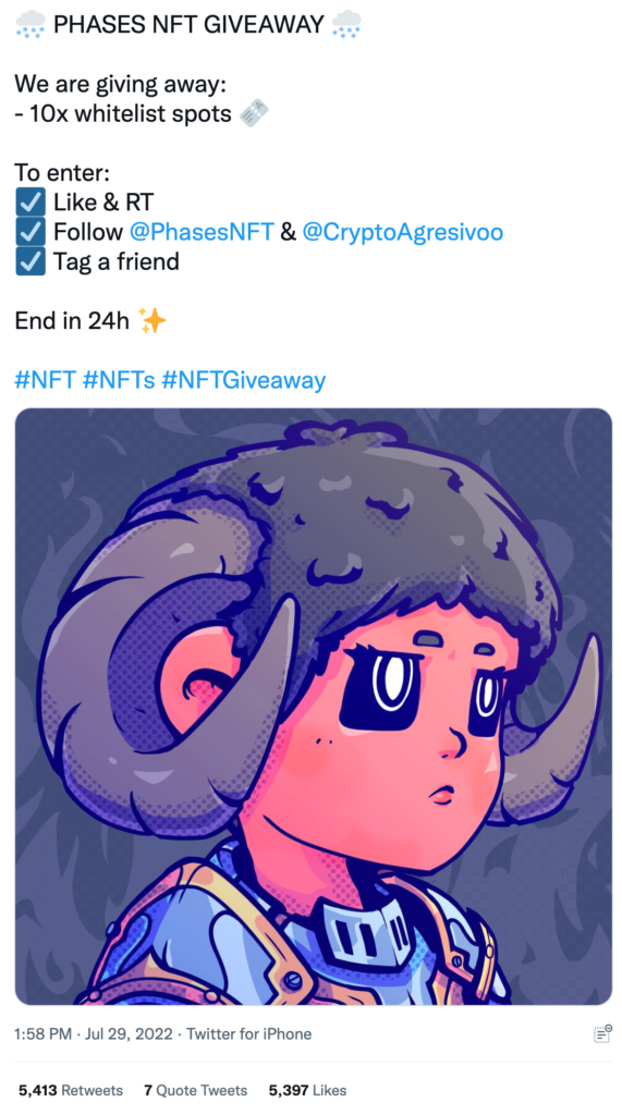 Gachi NFT giveaway promotion on Tiwtter