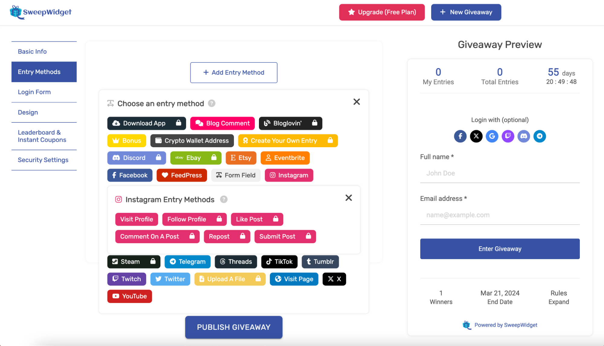 How to Create a Giveaway with SweepWidget