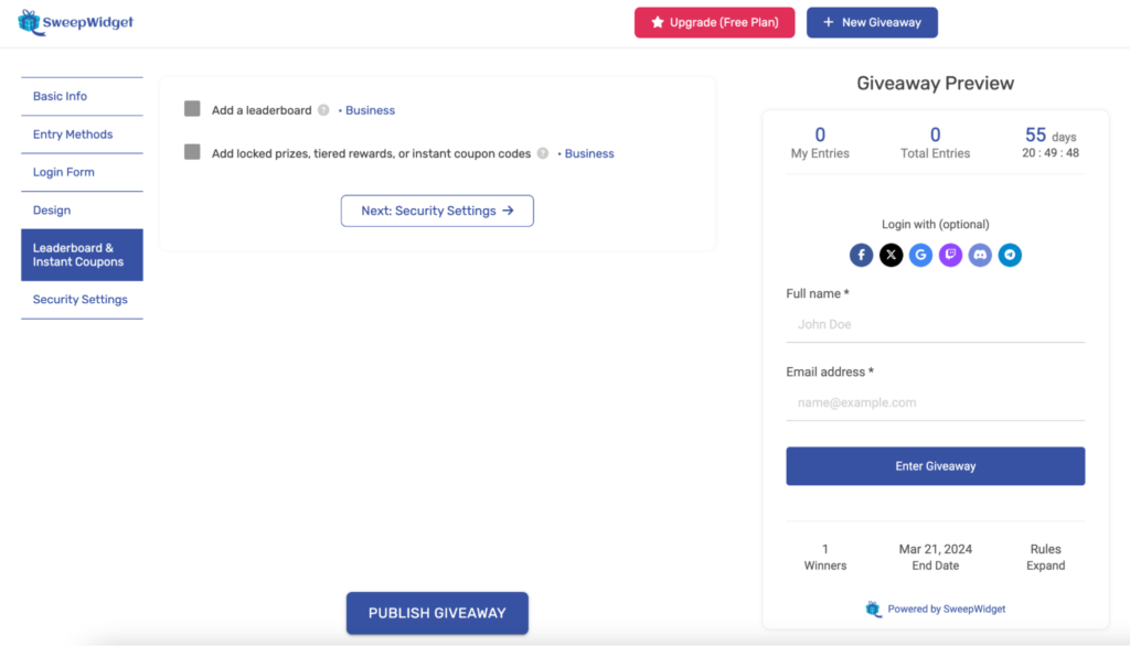 How to Create a Giveaway with SweepWidget