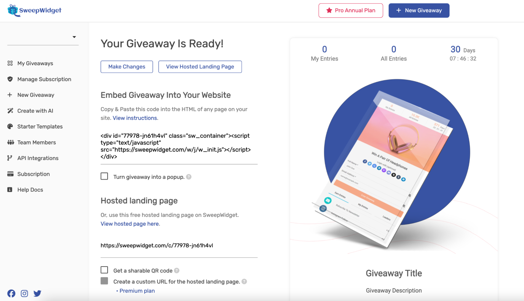 How to Create a Giveaway with SweepWidget