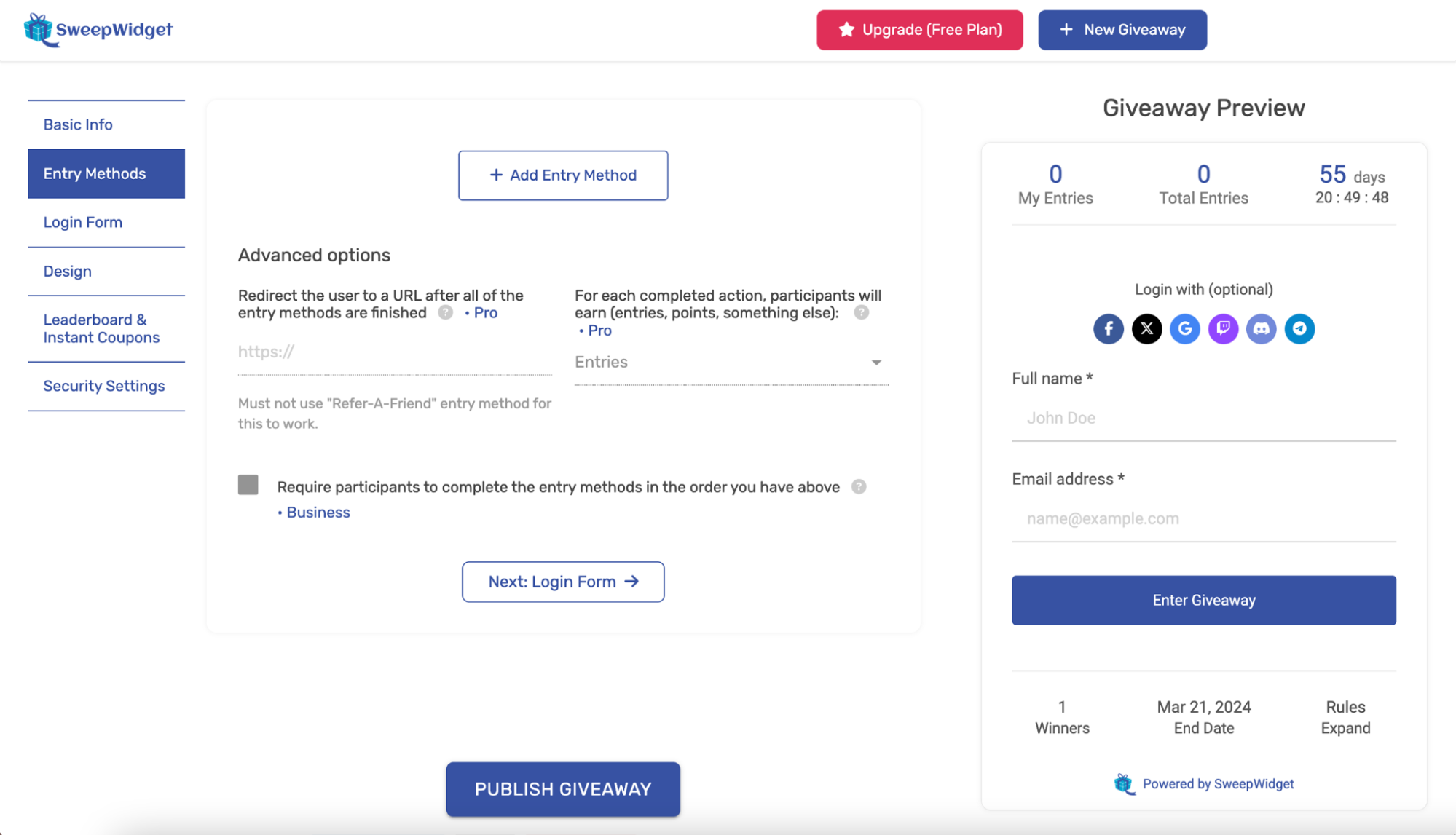 How to Create a Giveaway with SweepWidget