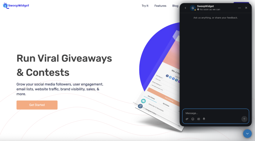 SweepWidget AI support chatbot