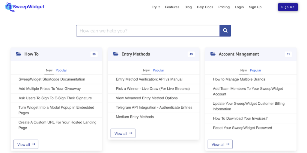 SweepWidget documentation hub