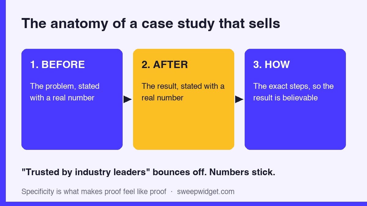 The anatomy of a case study that sells: before, after, and how