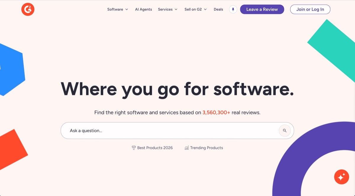 G2, the software review site where SaaS buyers start
