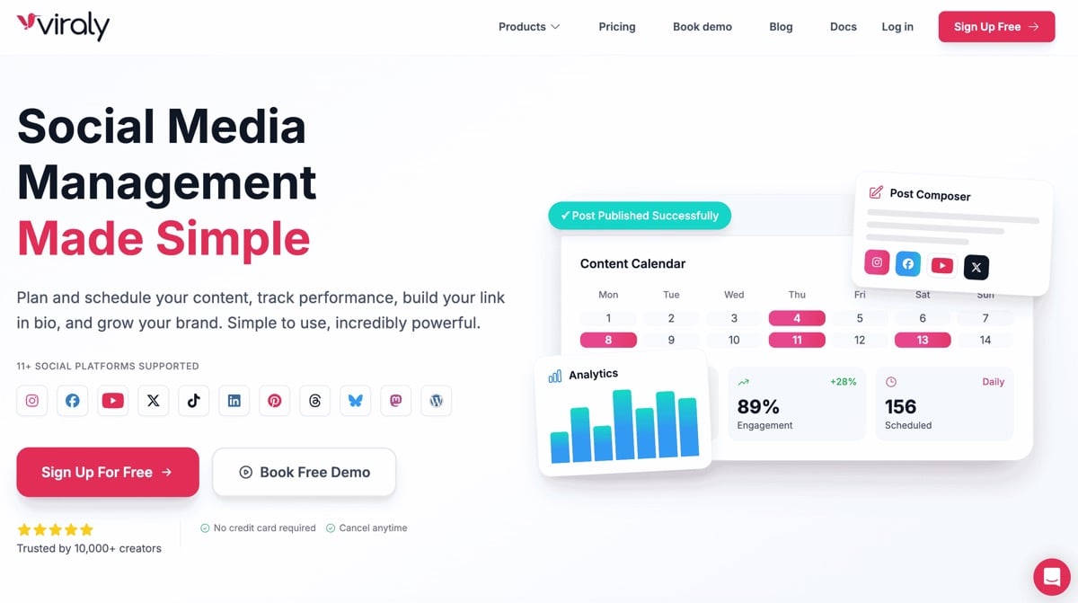 Viraly, social media management and scheduling
