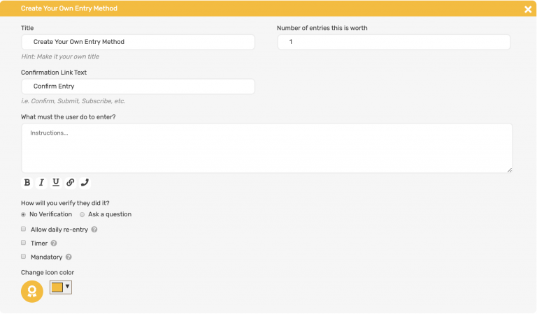 Create Your Own Entry Method | SweepWidget