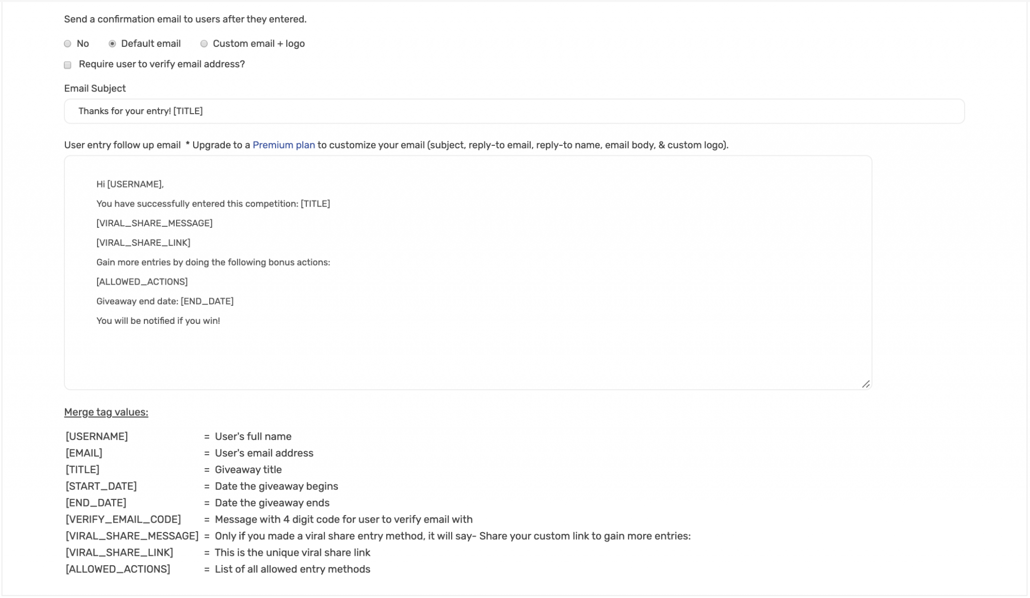 Send A Confirmation Email To Users After They Enter SweepWidget
