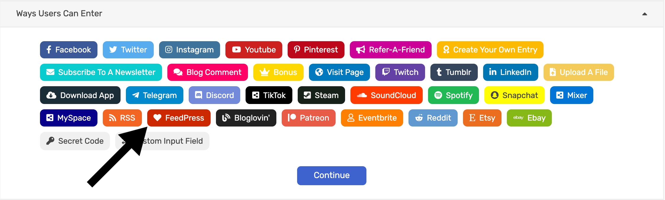 FeedPress Entry Method | SweepWidget