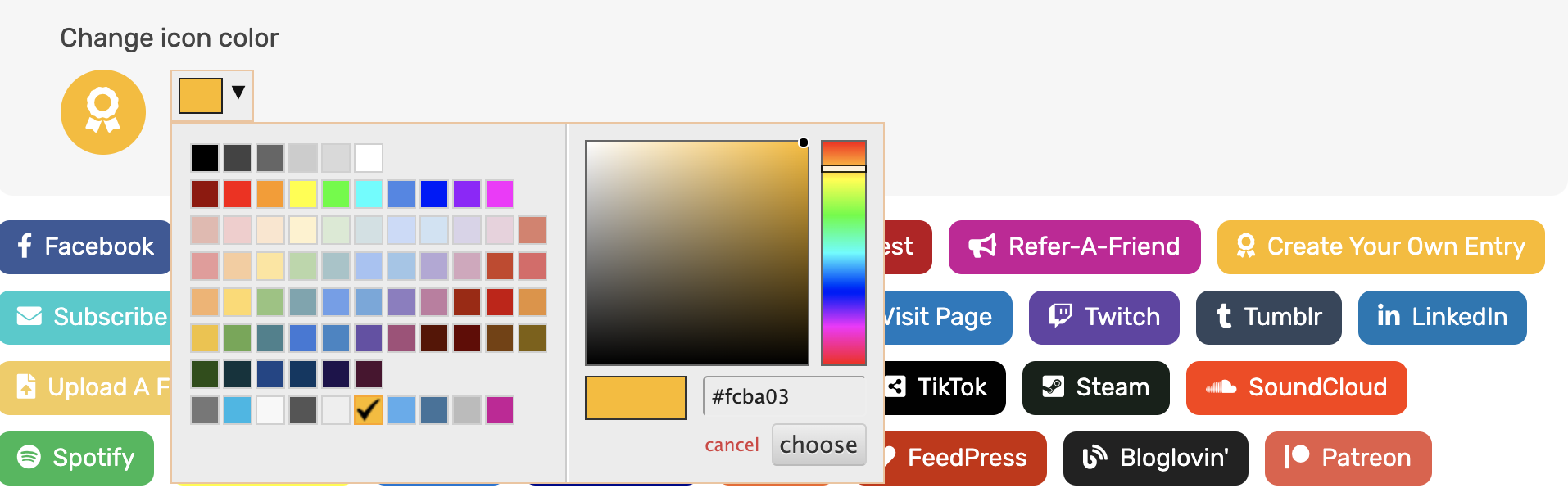 Custom Entry Icon Colors | SweepWidget