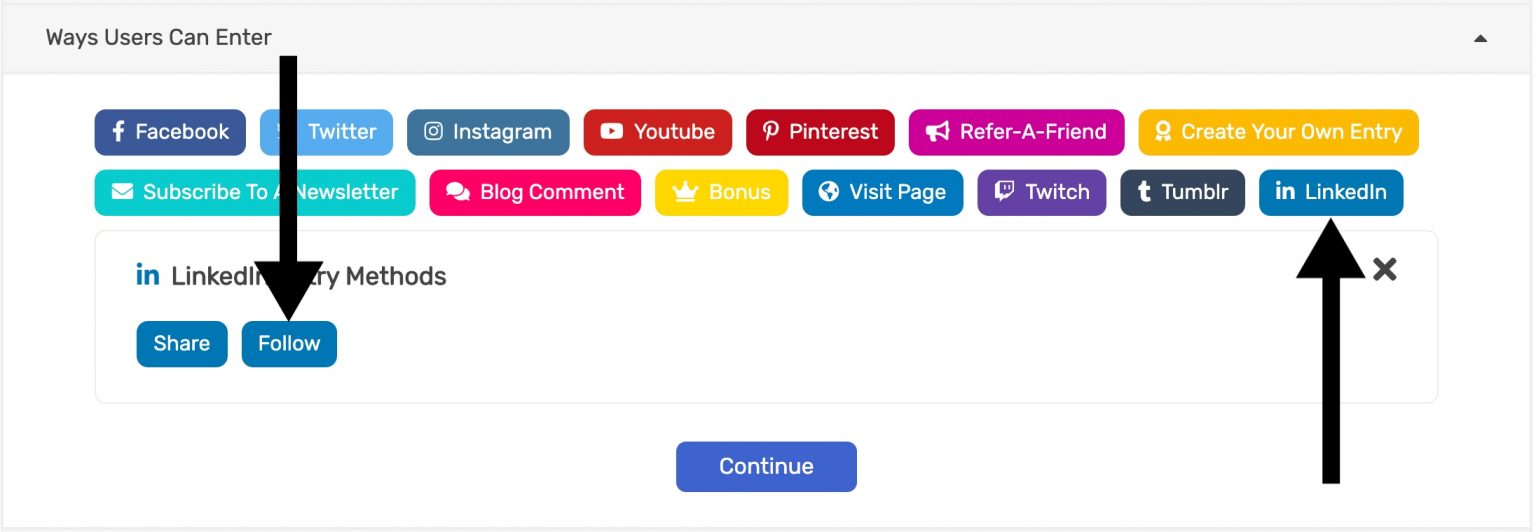 Linkedin Entry Methods SweepWidget