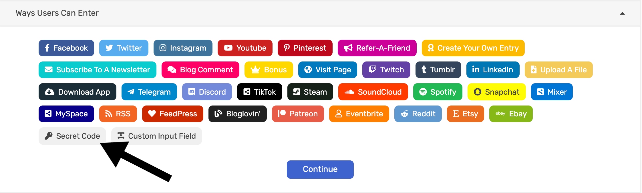 Secret Code Entry Method | SweepWidget