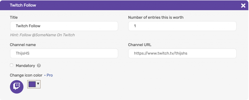 Twitch Entry Methods Sweepwidget