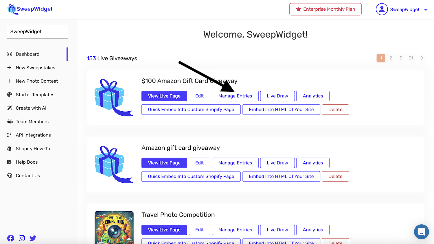 Filter Results By Entry Method Type | SweepWidget