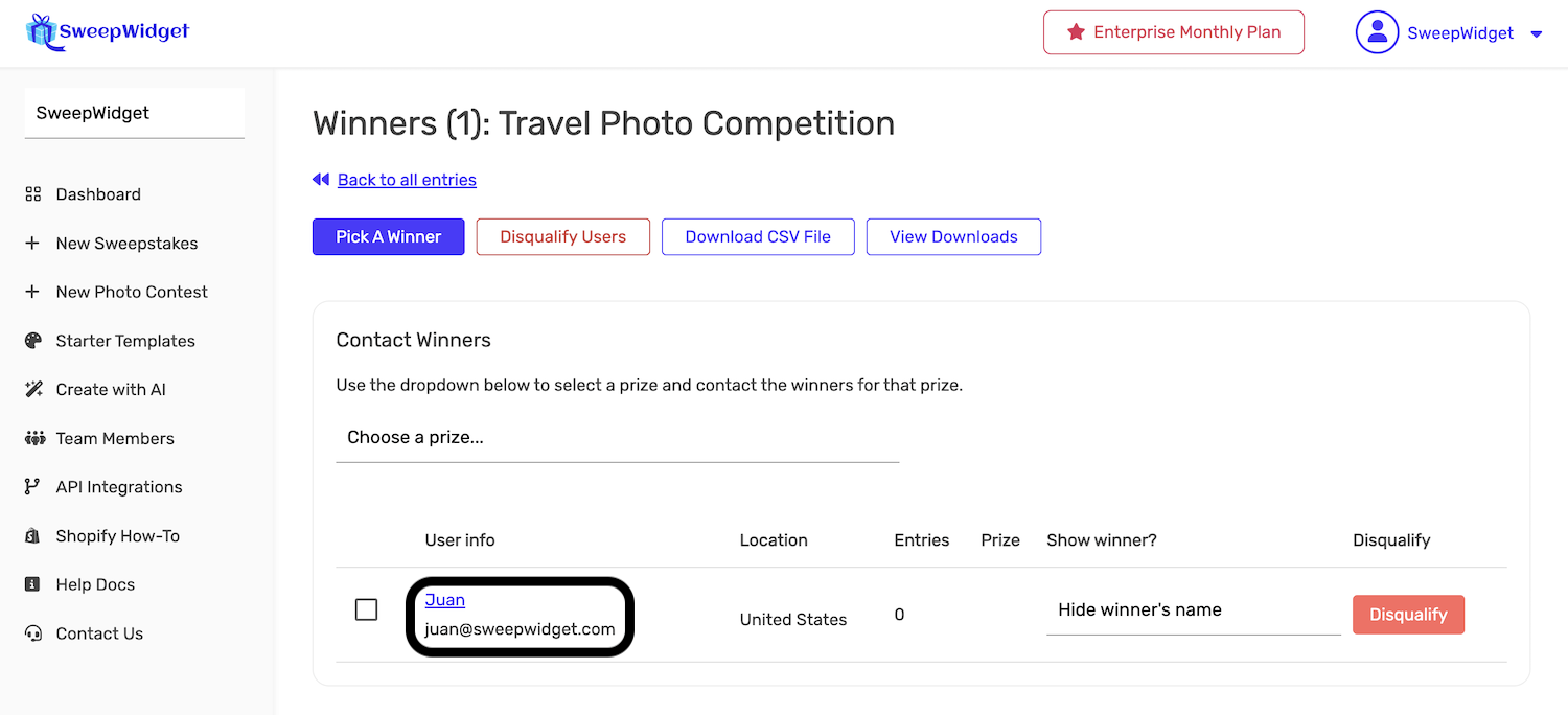 Winner Account Contact A Winner | SweepWidget