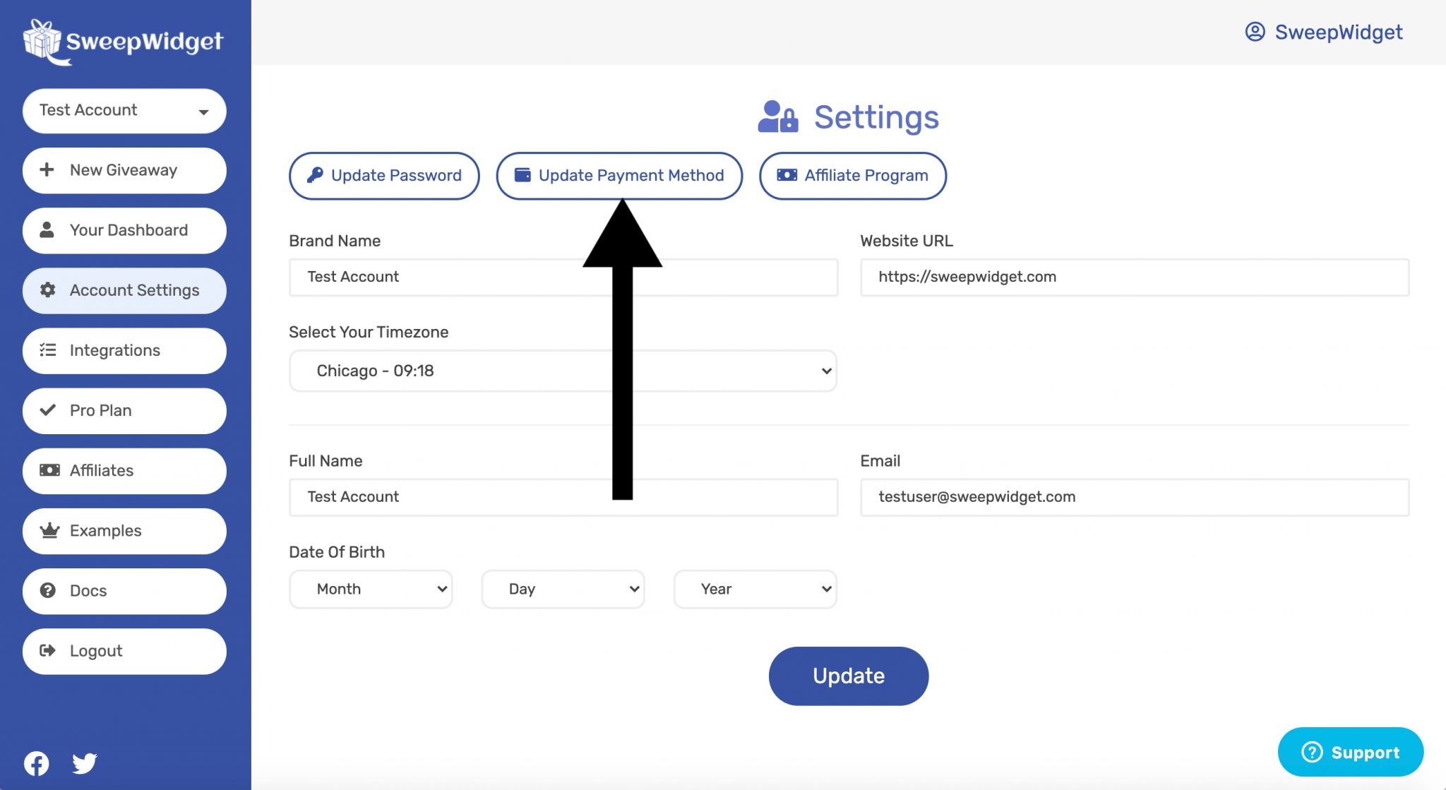 How To Update Your Payment Method With SweepWidget