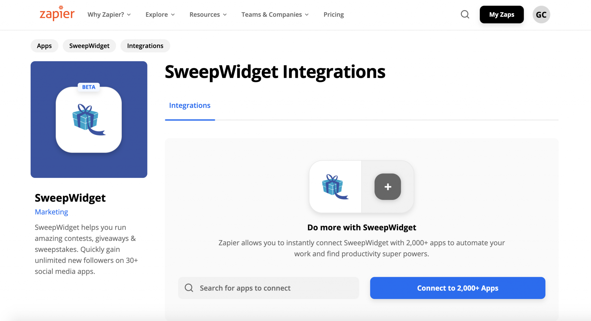 SweepWidget Zapier Integration