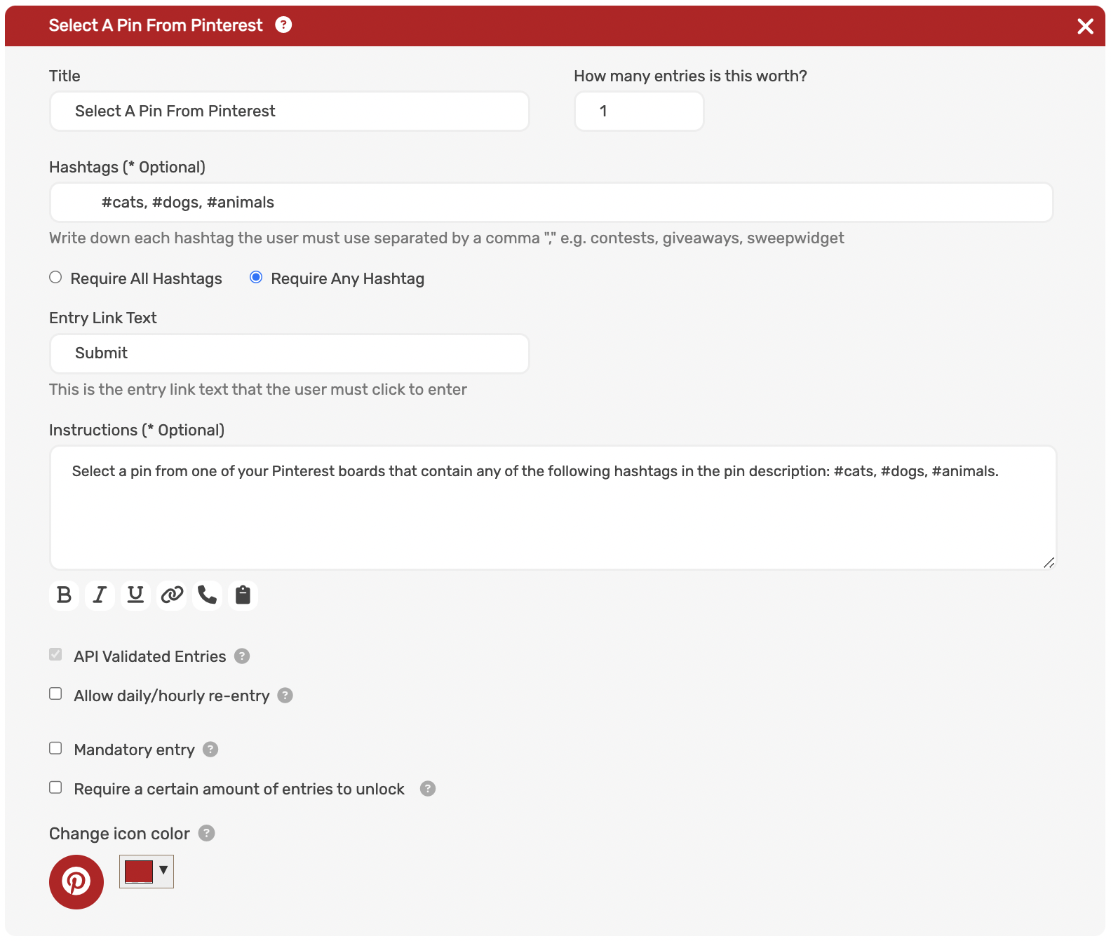 Pinterest Entry Methods | SweepWidget