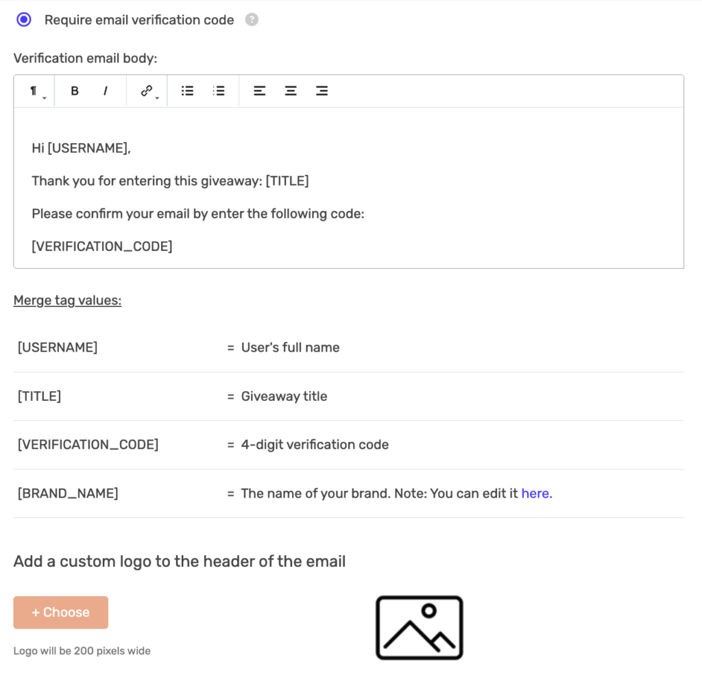 Email Verification Settings