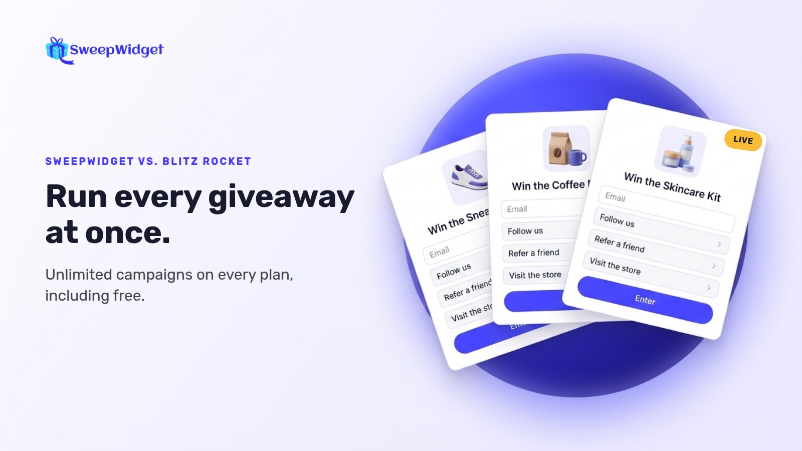 SweepWidget compared to Blitz Rocket for running giveaways and referral campaigns