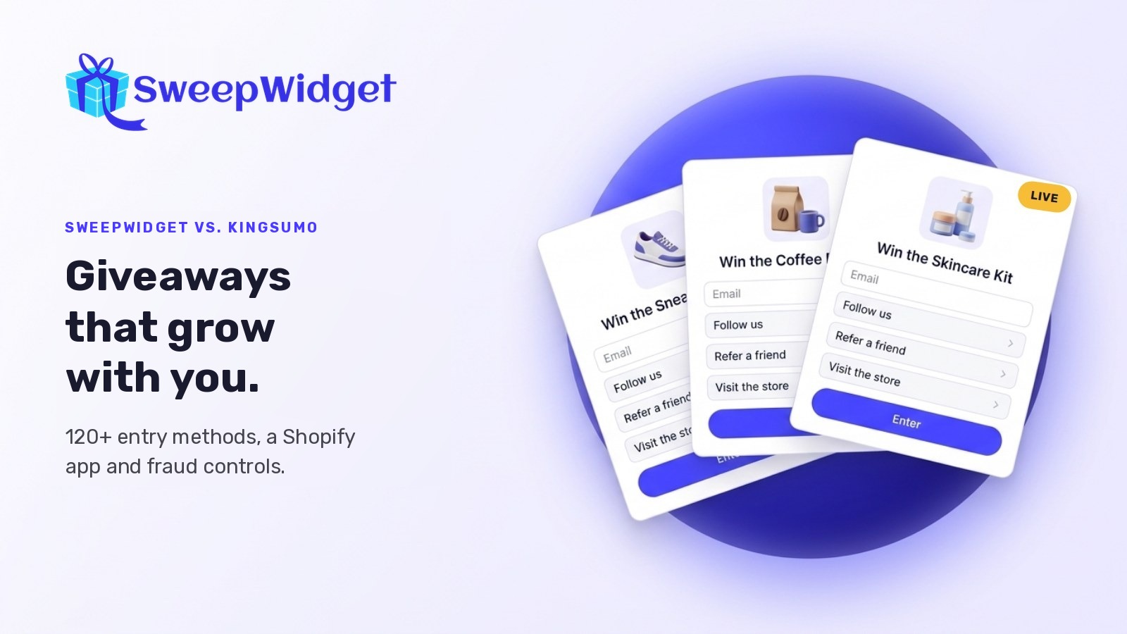 SweepWidget compared to KingSumo for running giveaways