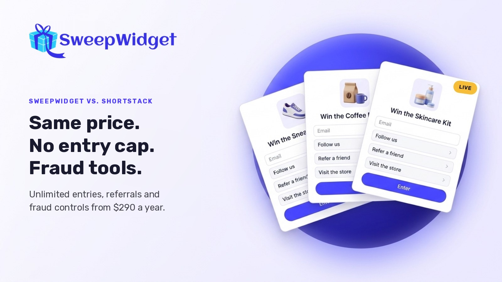 SweepWidget compared to ShortStack for running giveaways and contests