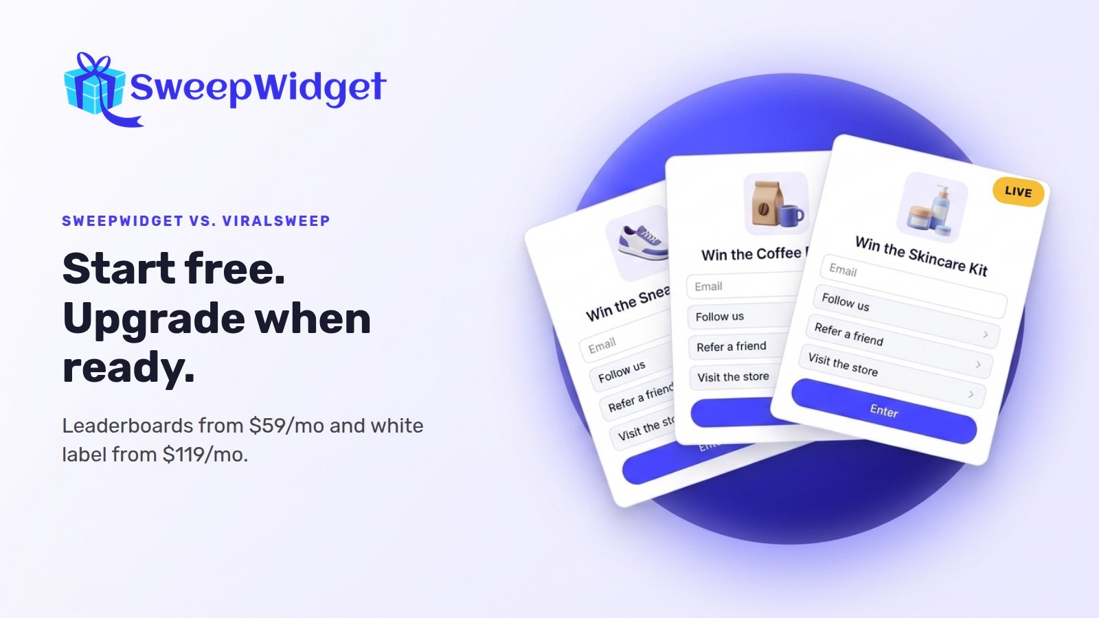 SweepWidget compared to ViralSweep for running giveaways and sweepstakes on a Shopify store