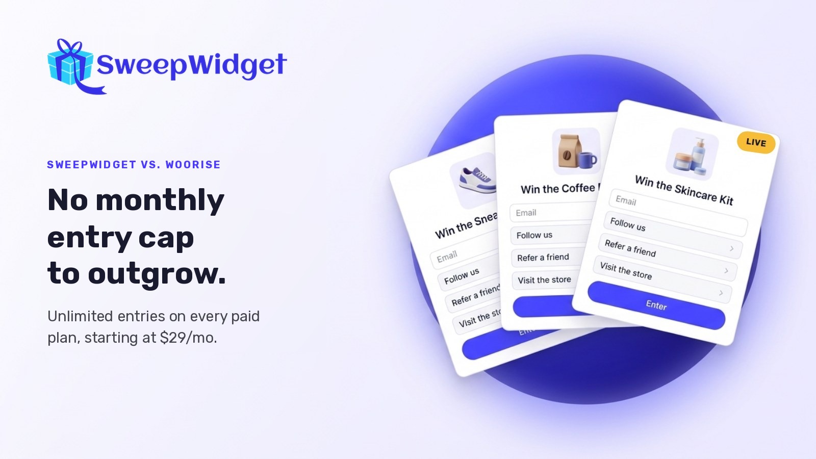 SweepWidget compared to Woorise for running giveaways and contests